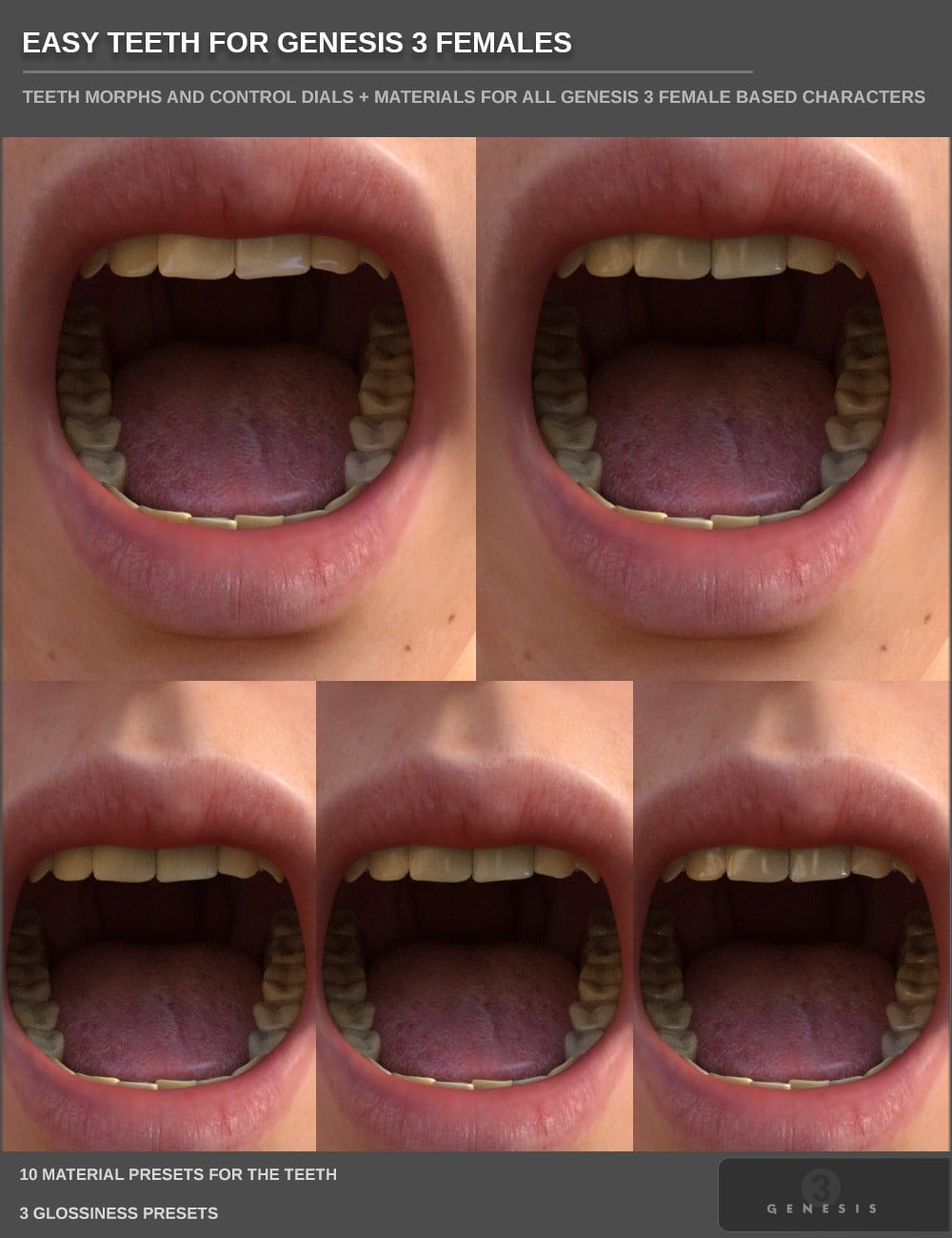 Easy Teeth for Genesis 3 Female(s) and Merchant Resource