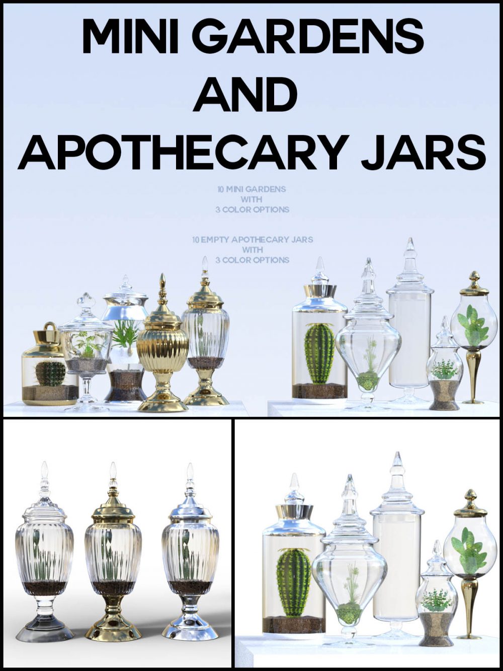 Mini Gardens and Apothecary Jars for Daz Studio
