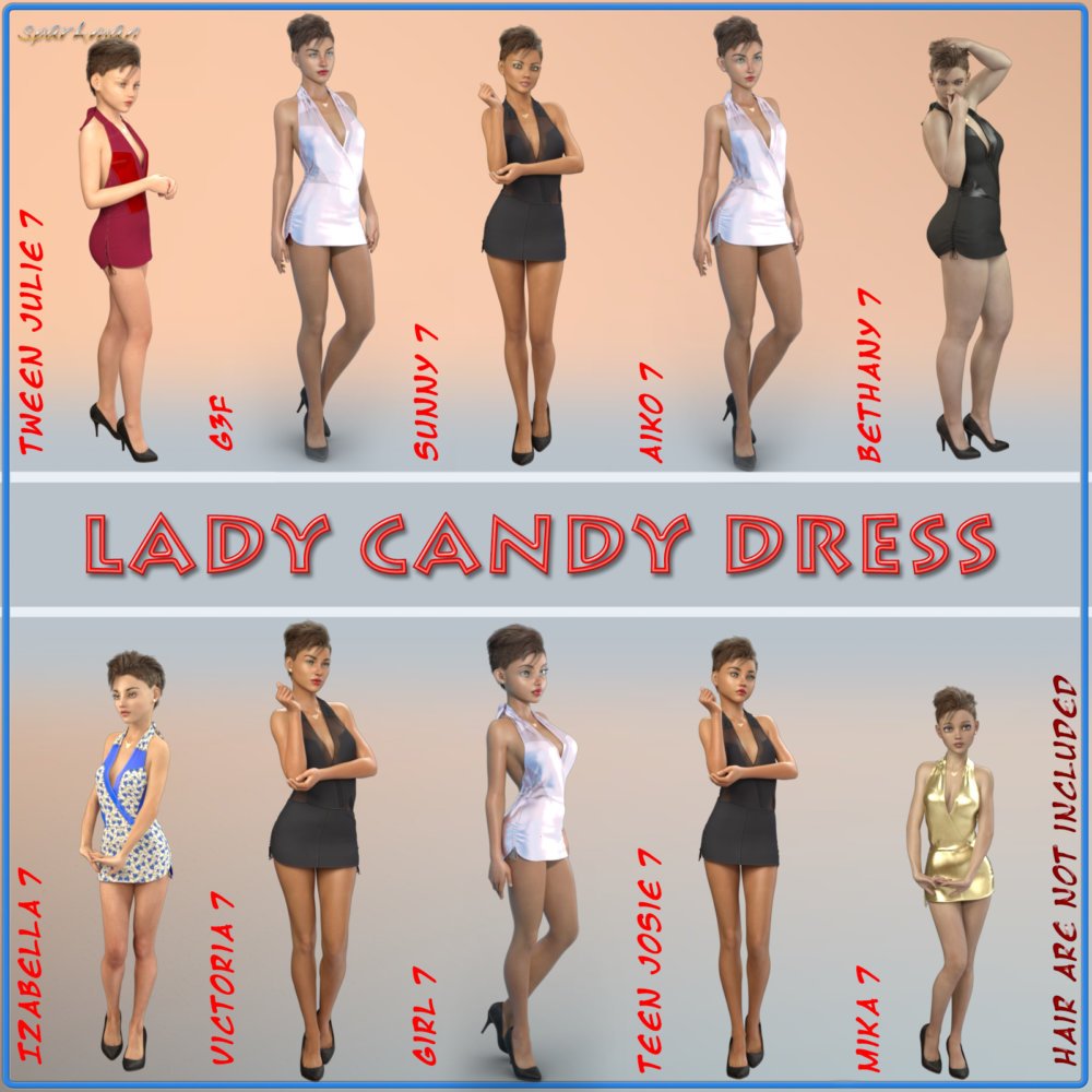 Lady Candy Dress for Genesis 3 Female