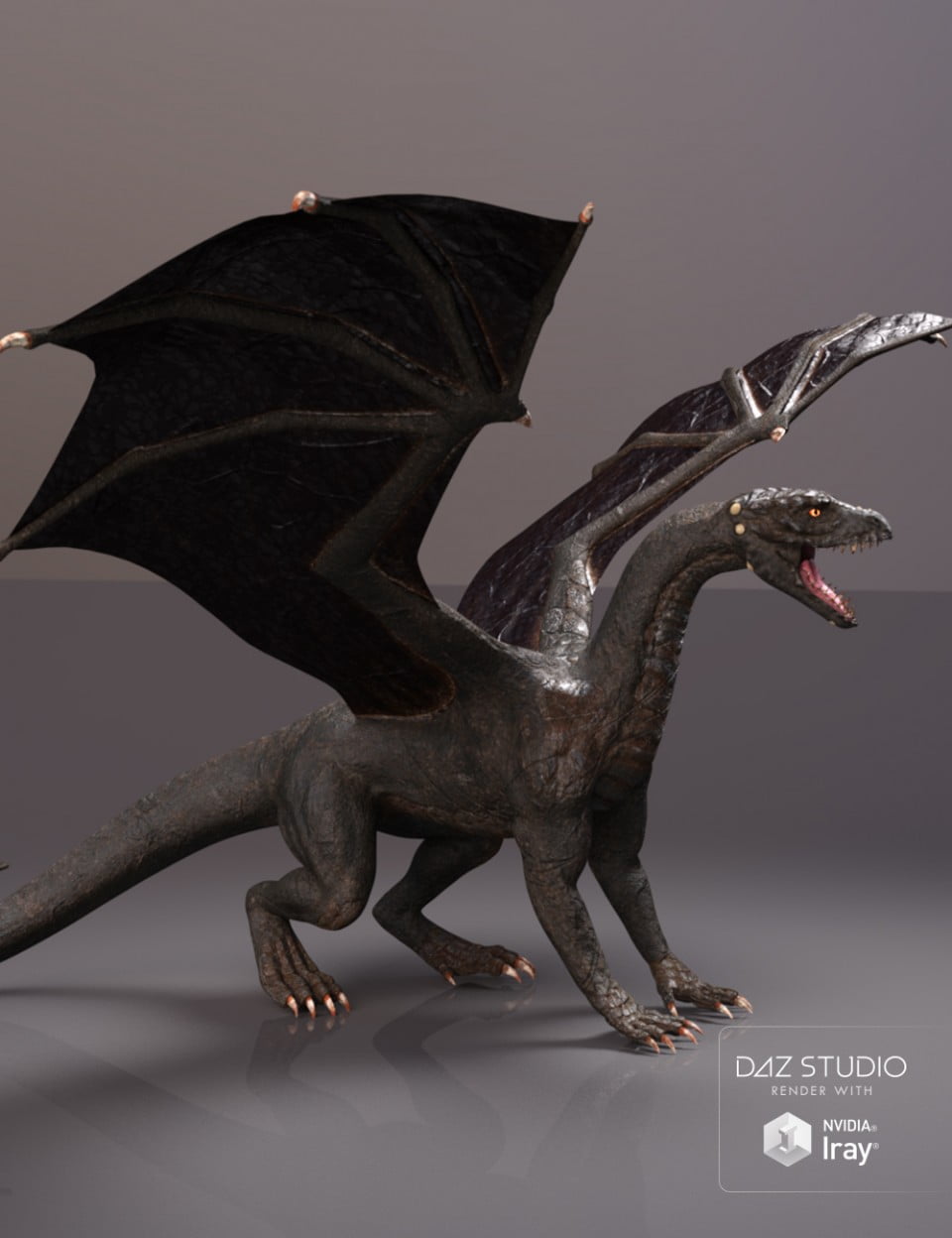 PBReal Iray Black Dragon for Daz Dragon 3