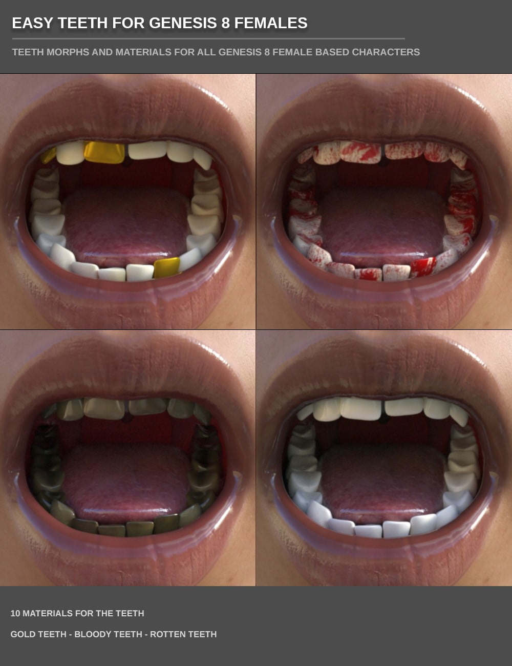 Easy Teeth for Genesis 8 Female(s) and Merchant Resource