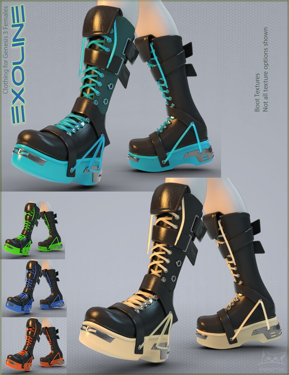 Exoline Boots and Accessories for Genesis 3 Female(s)