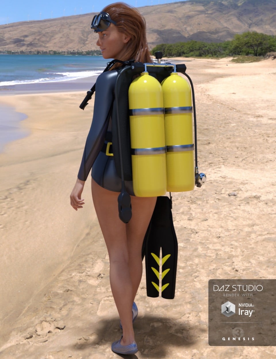 Twin-Cylinder Scuba Gear for Genesis 3 Female(s)