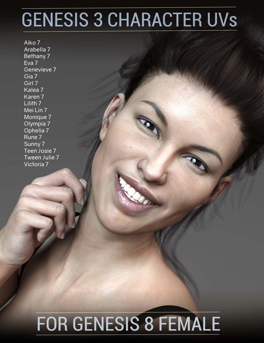 Genesis 3 Character UVs for Genesis 8 Female