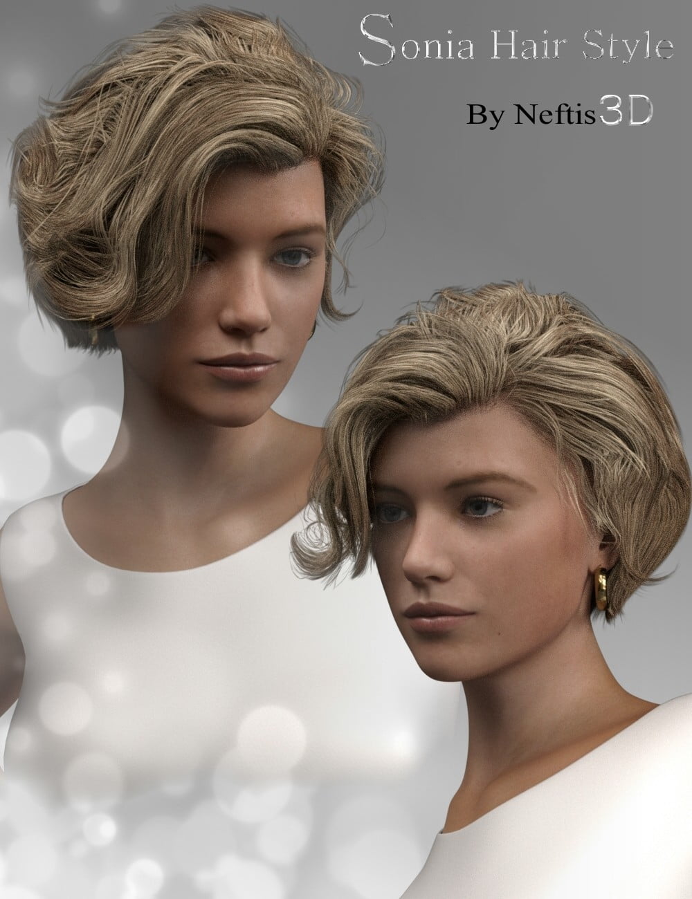 Sonia Hair for Genesis 3 and Genesis 8 Female(s)