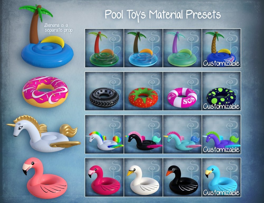 Inflatable Pool Toys & Poses for Genesis 3 and 8