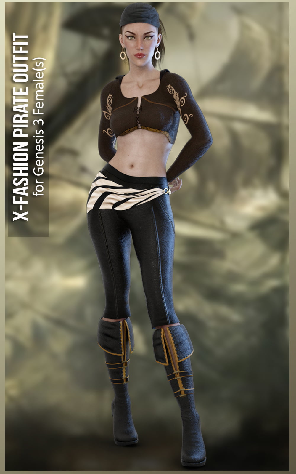 X-Fashion Pirate Outfit for Genesis 3 Female(s)