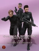 Obsidian Weapons and Poses for Genesis 3 and 8 Male and Female