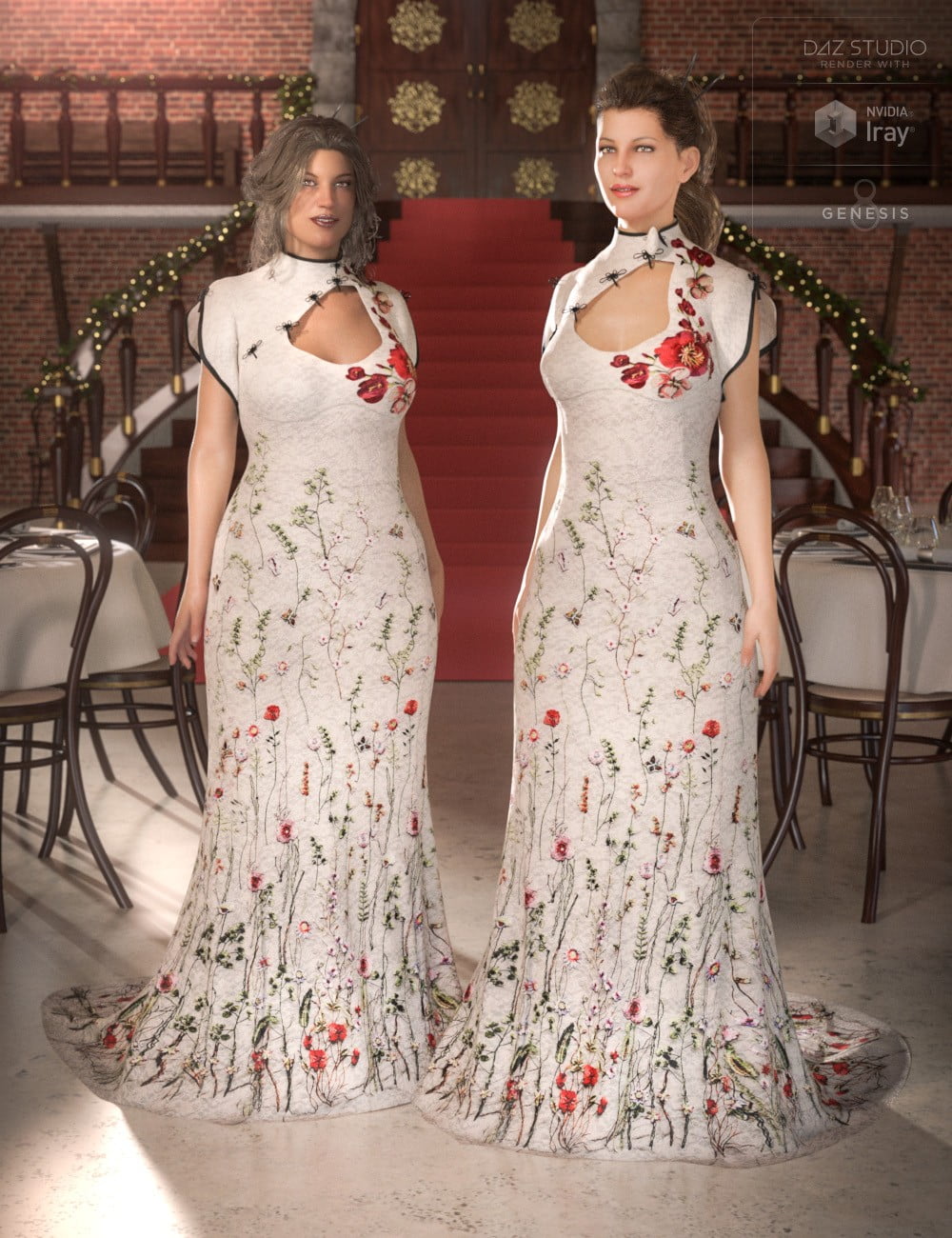 Polyantha Rose Dress for Genesis 8 Female(s)