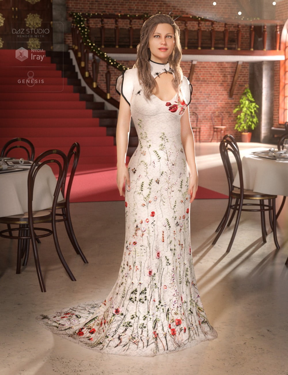 Polyantha Rose Dress for Genesis 8 Female(s)