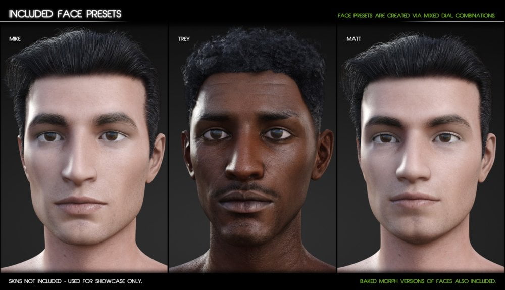 200 Plus Head and Face Morphs for Genesis 8 Male(s)