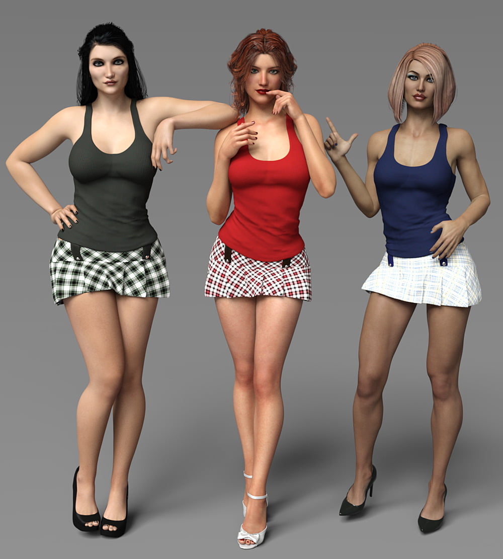 ank Top and Plaid Mini Skirt Set for G3F