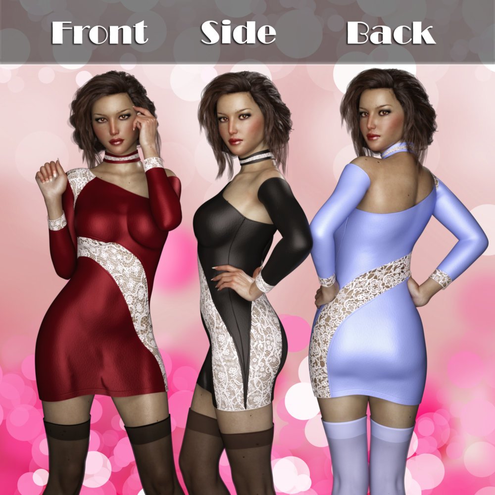 JMR Night Choker Dress for G3F-G8F