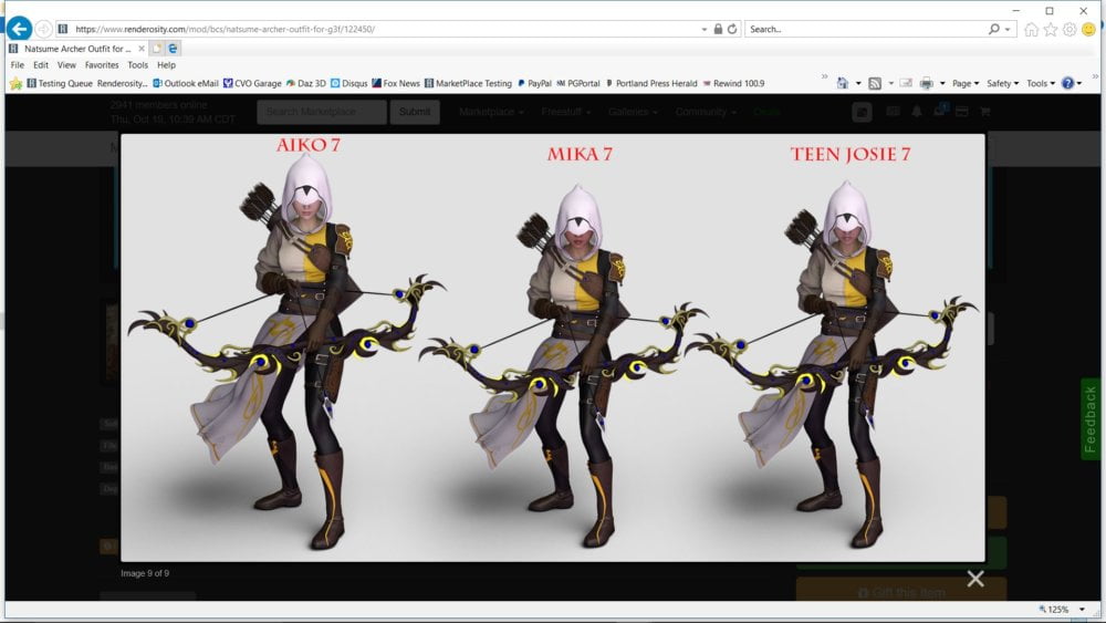 Natsume Archer Outfit for G3F