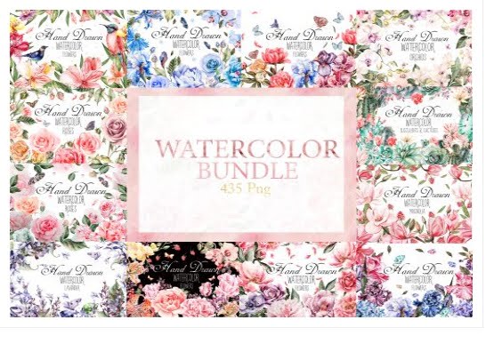 Watercolor Flowers Bundle