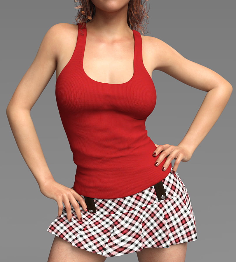 ank Top and Plaid Mini Skirt Set for G3F