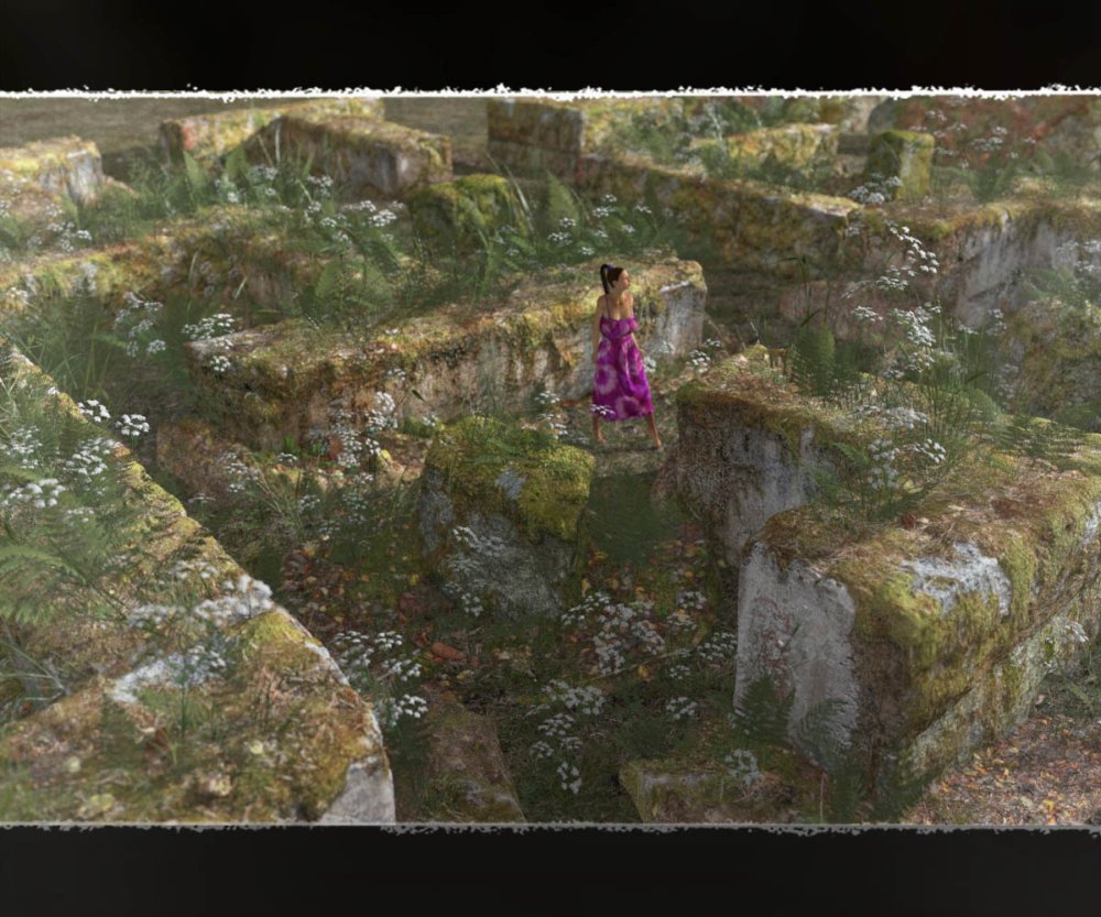 3D Scenery: Overgrown Mossy Ruin Path