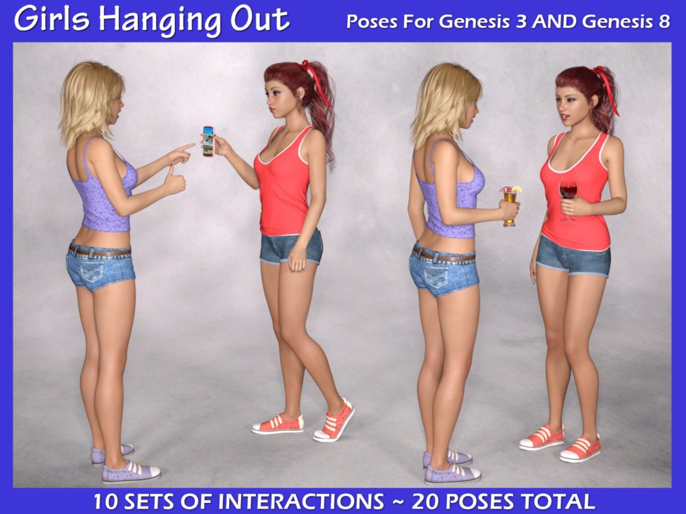 Girls Hanging Out Poses for G3F and G8F