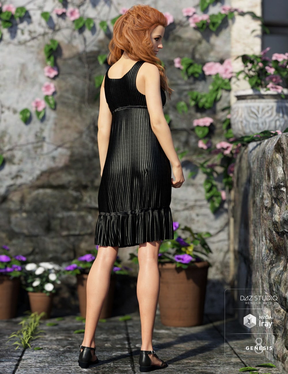 dForce Sleeveless Ruffle Dress for Genesis 8 Female(s)