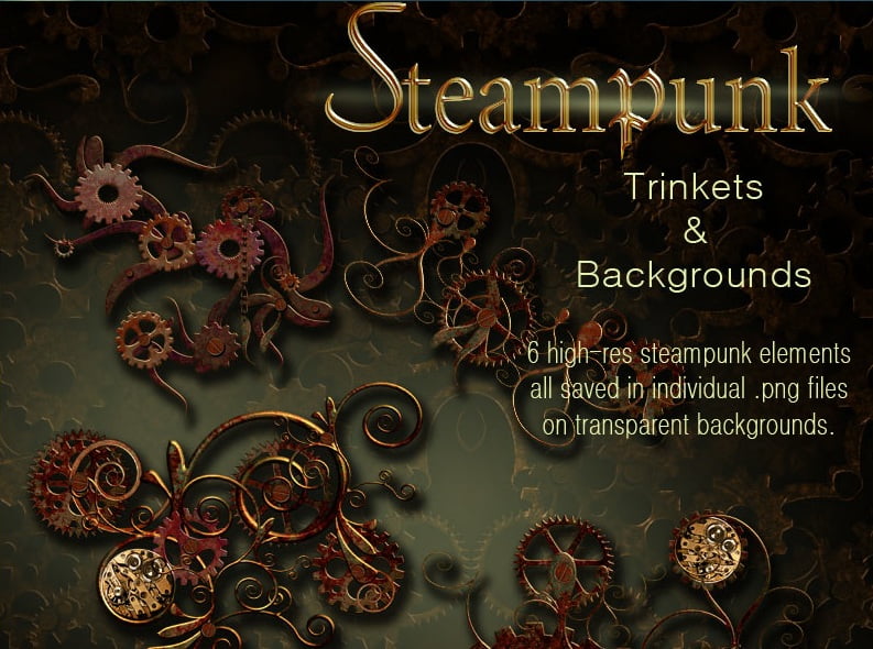 Steampunk Trinkets and Backgrounds