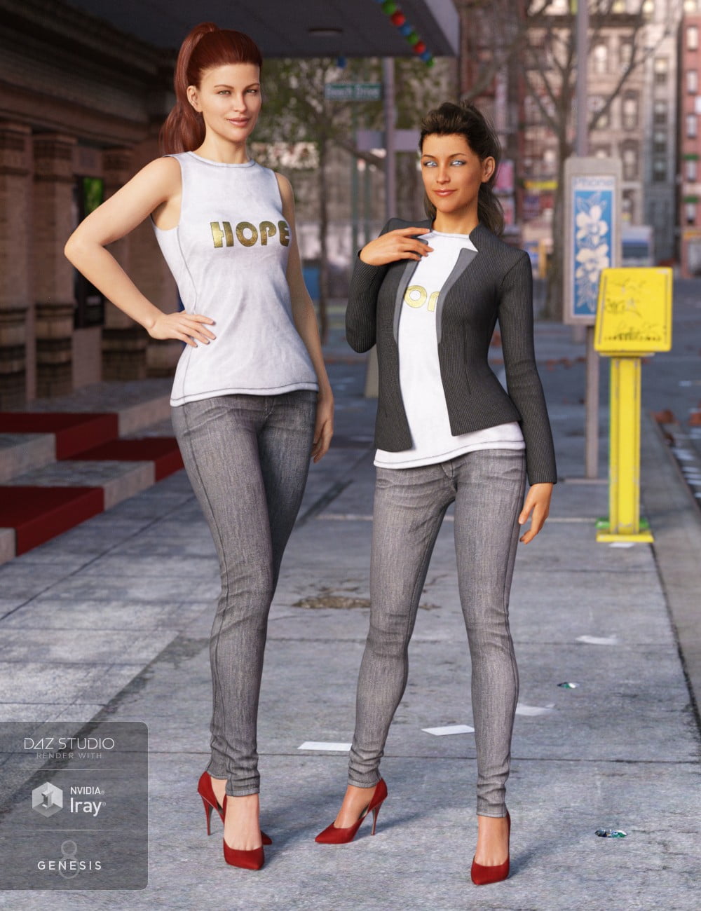 Blazer and Skinny Jeans Outfit for Genesis 8 Female(s)