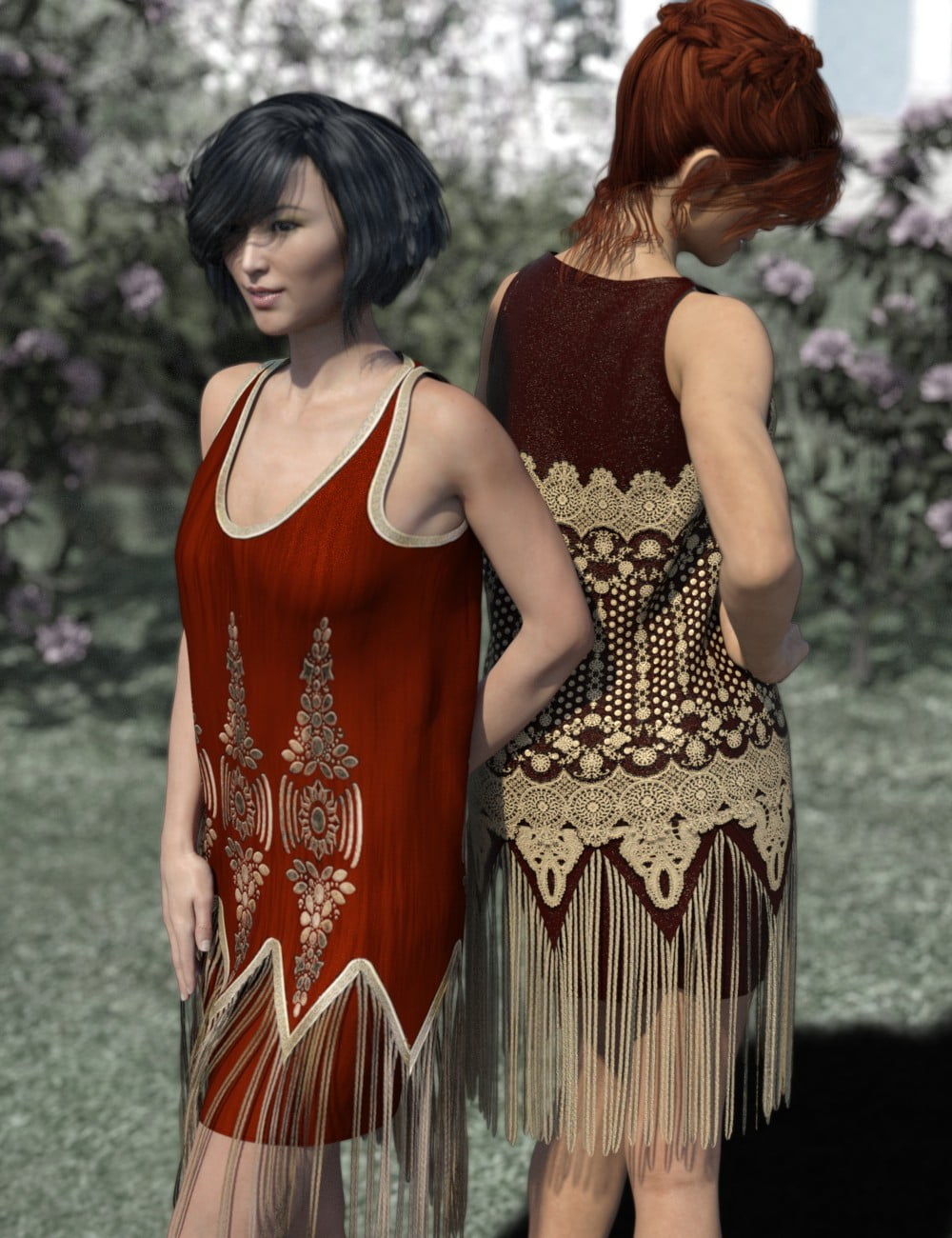 dForce Golden Era Textures for Vintage Style Flapper Dress 01