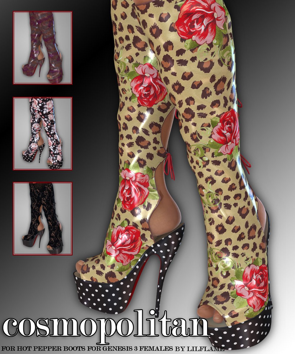 COSMOPOLITAN - Hot Pepper Boots for Genesis 3 Females