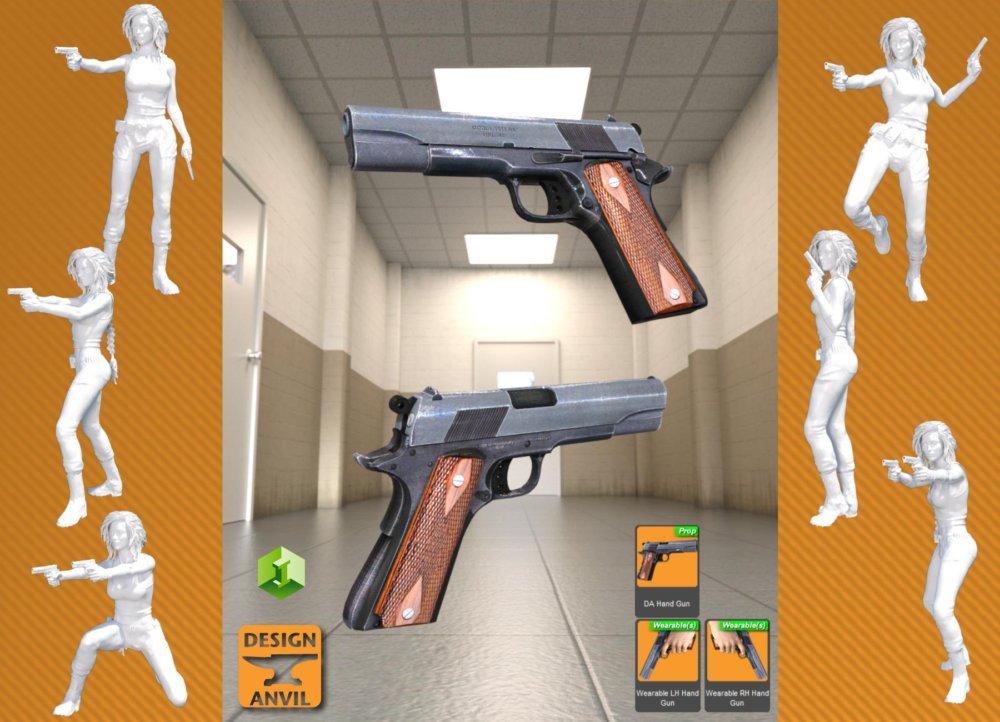 DA Hand Gun and Poses for Genesis 8 Female(s)