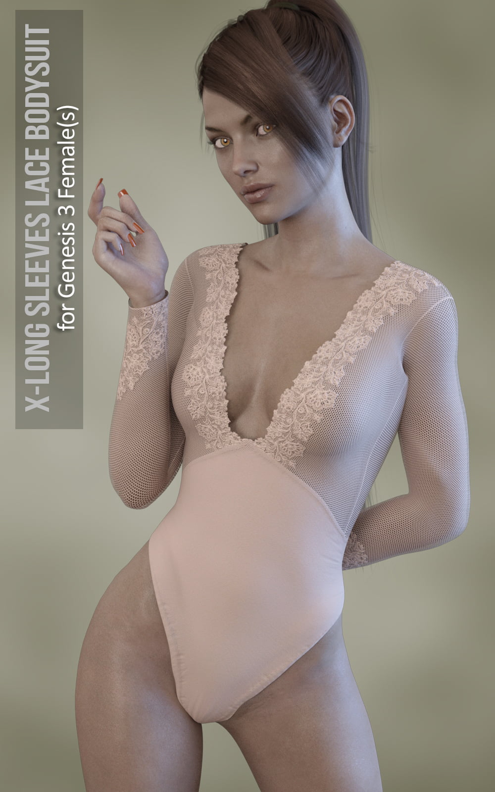 X-Fashion Long Sleeves Bodysuit for Genesis 3 Females