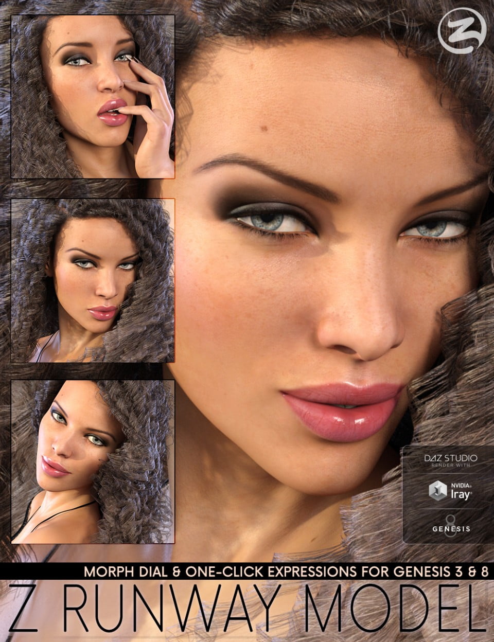 Z Runway Model – Morph Dial and One-Click Expressions for Genesis 3 & 8