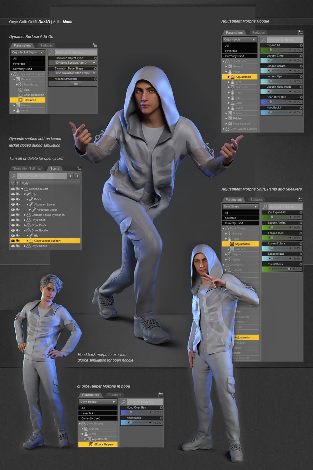 dForce Onyx Goth Outfit for Genesis 8 Male(s)