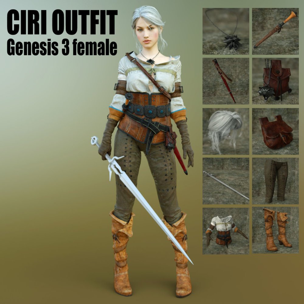 Ciri Outfit For G3F
