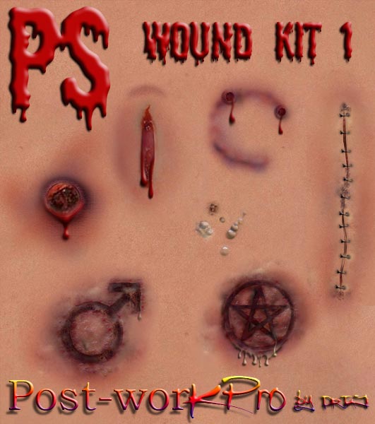 DrTaJ’s Wounds 1 Postwork Kit Photoshop Edition