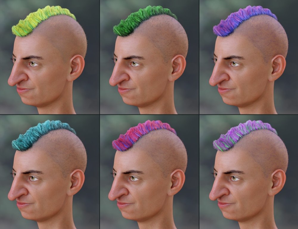 Short Mohawk Hair for Genesis 3 and 8 Male(s)