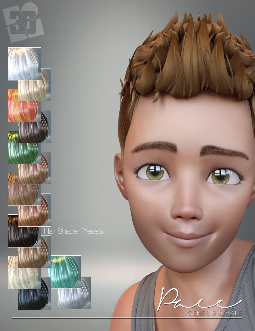 Pace Character, Hair and Expressions for Genesis 8 Male(s)