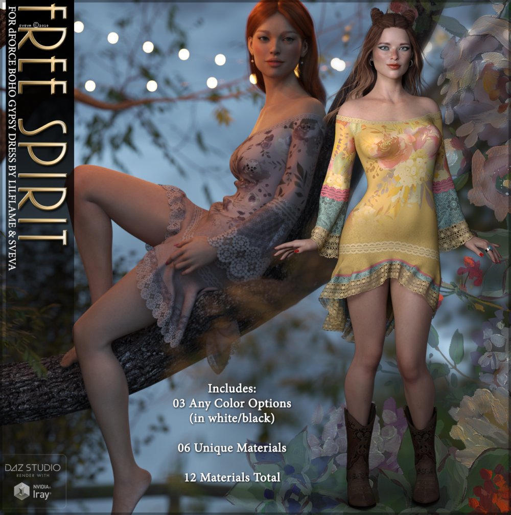 Free Spirit for dForce Boho Gypsy Dress G8F