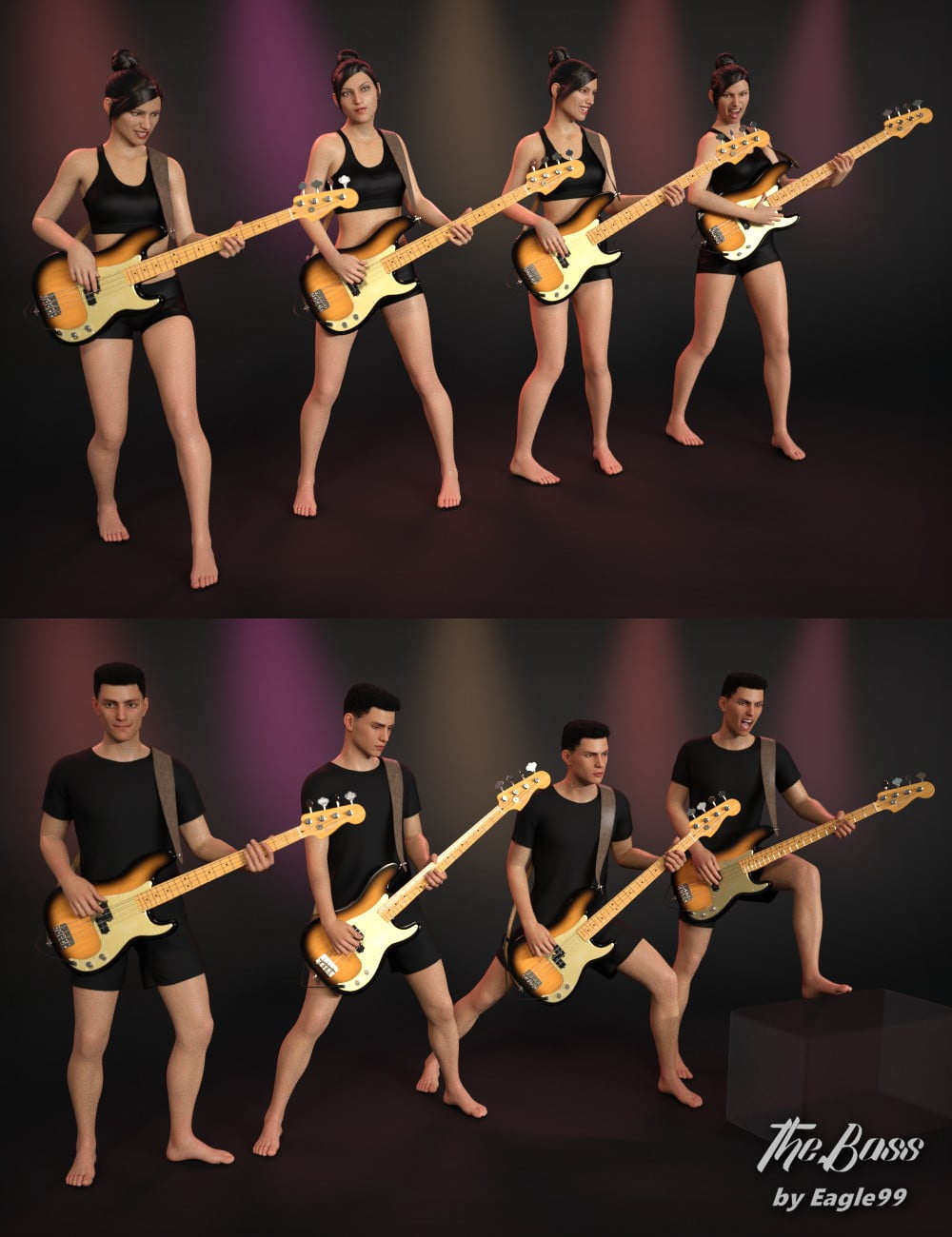 The Bass Guitar and Poses for Genesis 3 and 8