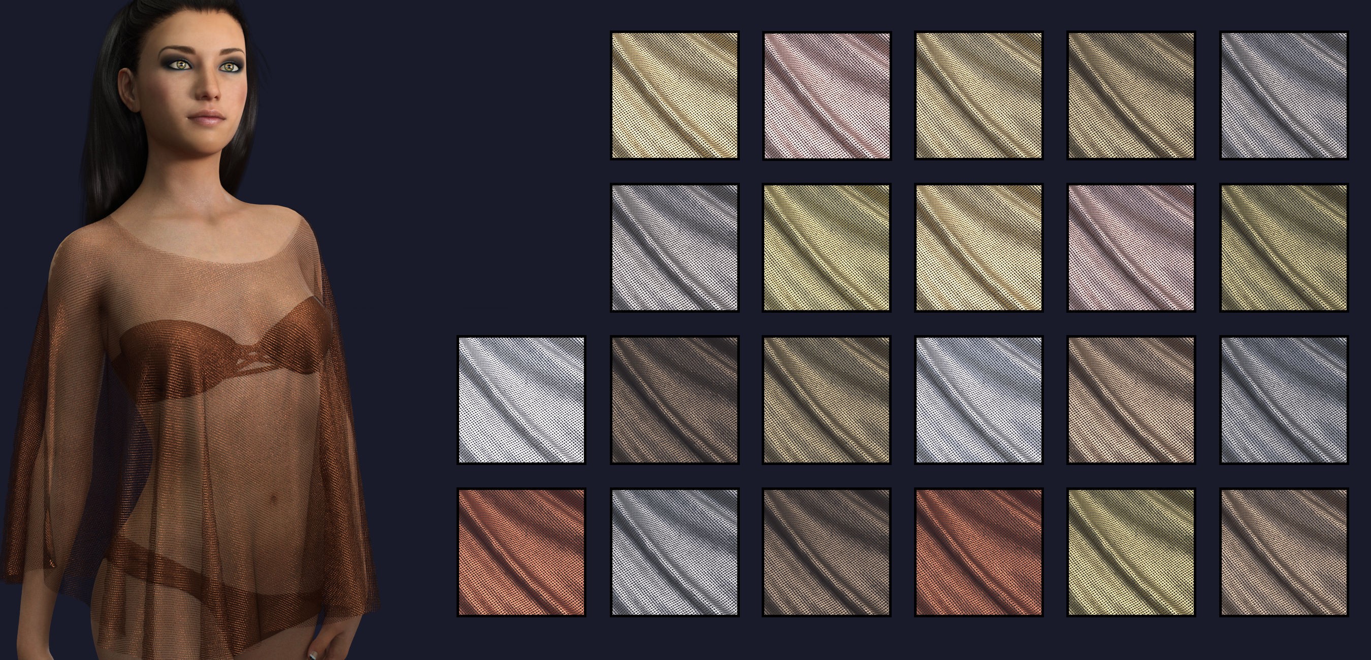 Sheer Metalic Fabrics for Iray