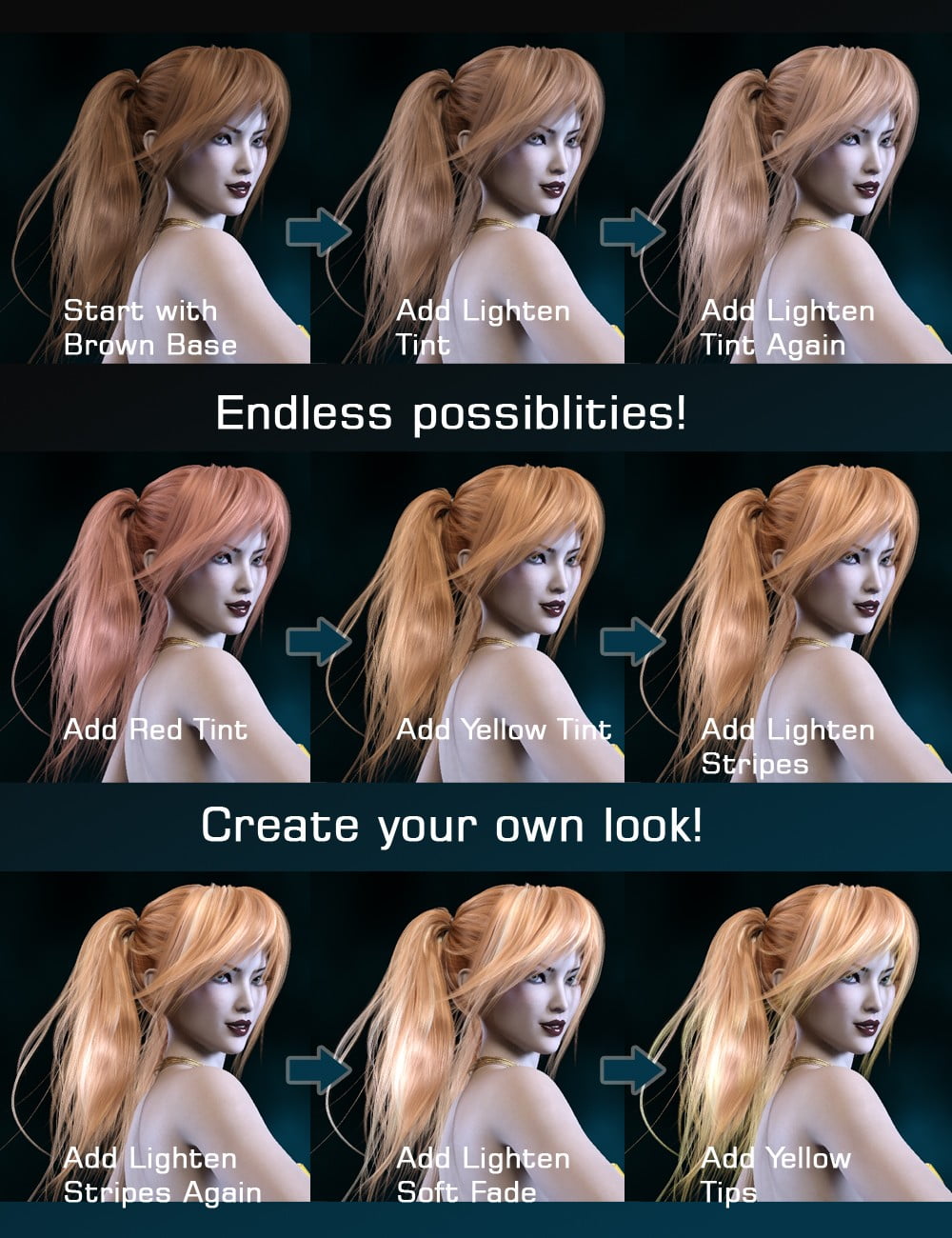 Kinley Hair with dForce for Genesis 3 and 8 Female(s)