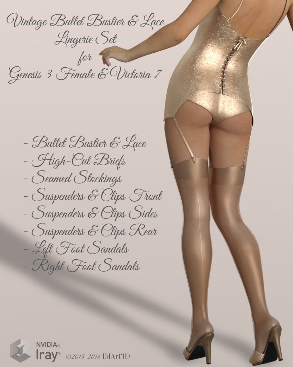 Vintage Bullet Bustier & Lace lingerie Set for G3F/V7