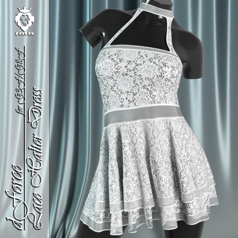 JMR dForce Lace Halter Dress for G3F and G8F