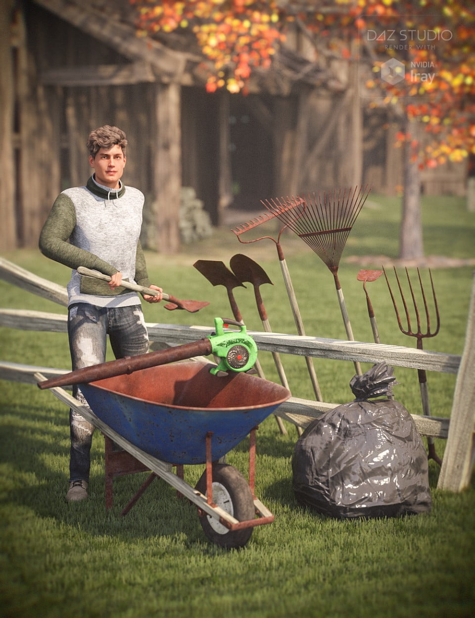 Lawn Tools and Poses for Genesis 8 Males and Females