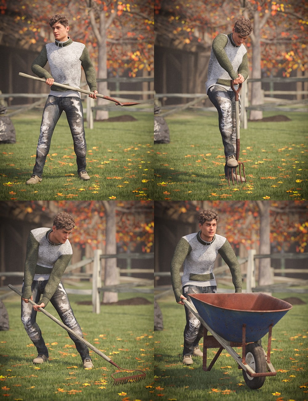 Lawn Tools and Poses for Genesis 8 Males and Females