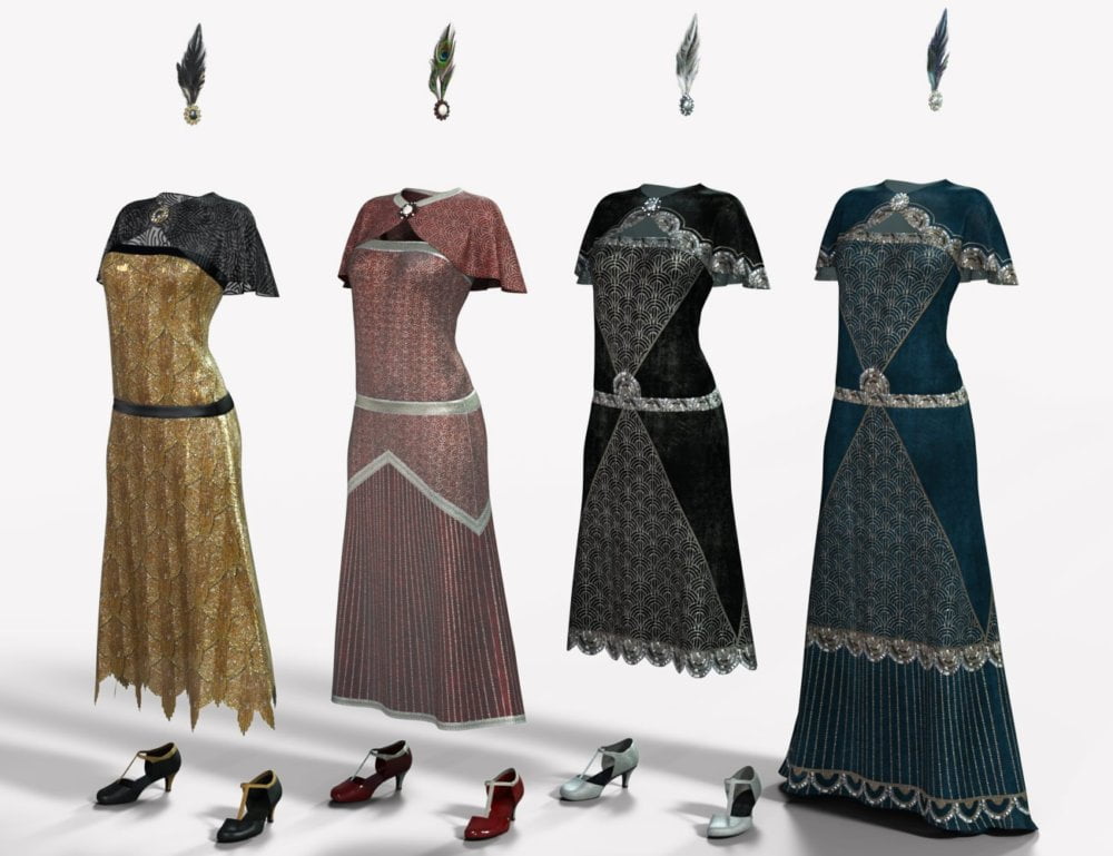 dForce 1920s Evening Gown Outfit Textures