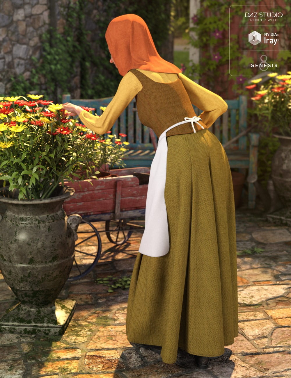 dForce Peasant Dress for Genesis 8 Female(s)