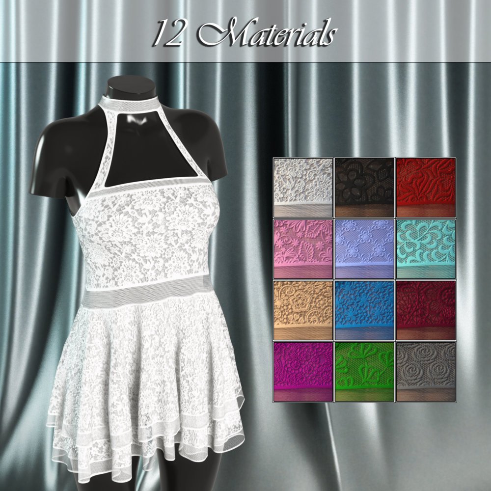 JMR dForce Lace Halter Dress for G3F and G8F