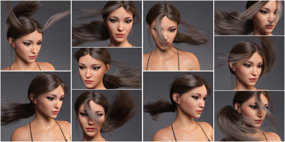 Sleek Ponytail Hair for Genesis 3 and 8 Females