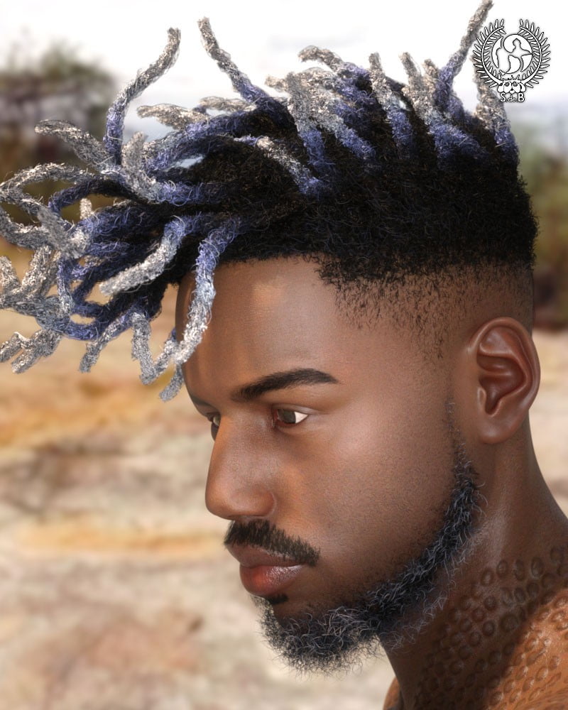 Killmonger Hair and Beard for Genesis 3 and 8