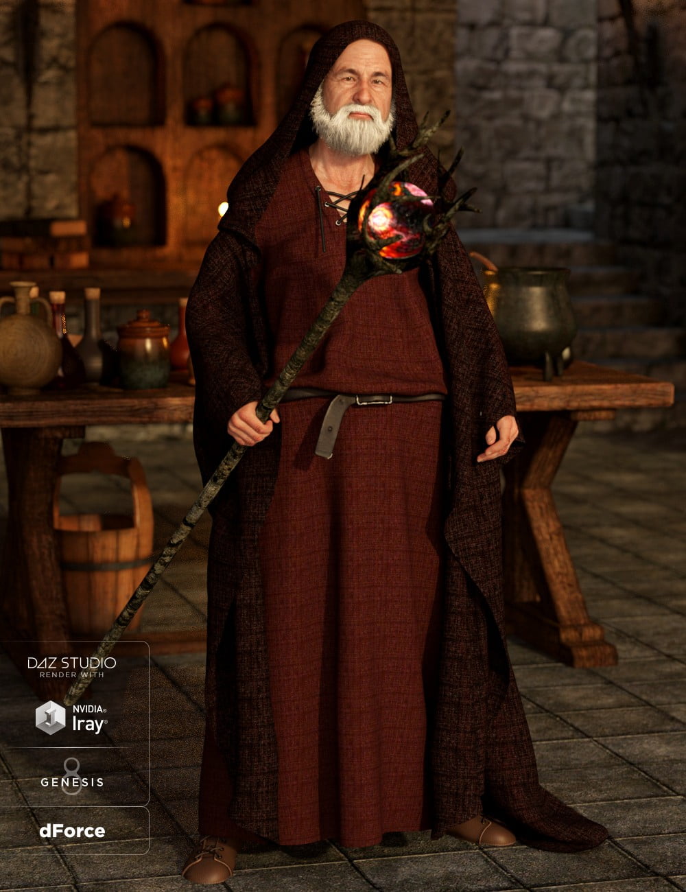 dForce Wizard Lore Outfit for Genesis 8 Male(s)