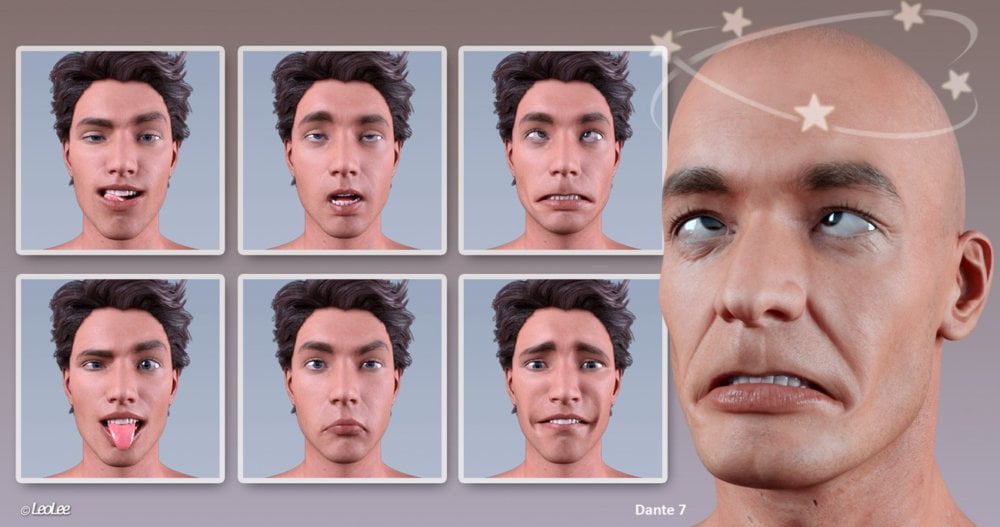 Grimaces - Morph Dial & One-Click Expressions for Genesis 3 Male